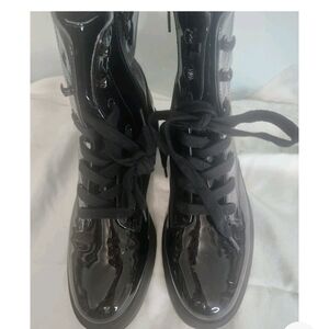 Black Patent Lace-Up Combat Boots Women’s Size 9 Fairygoth